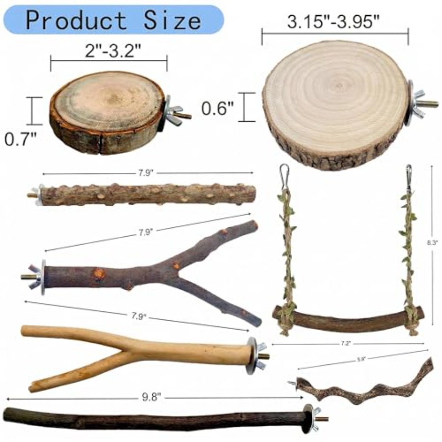 8PCS natural wood bird perches - đánh giá và giá Health & Wellness Unlimited